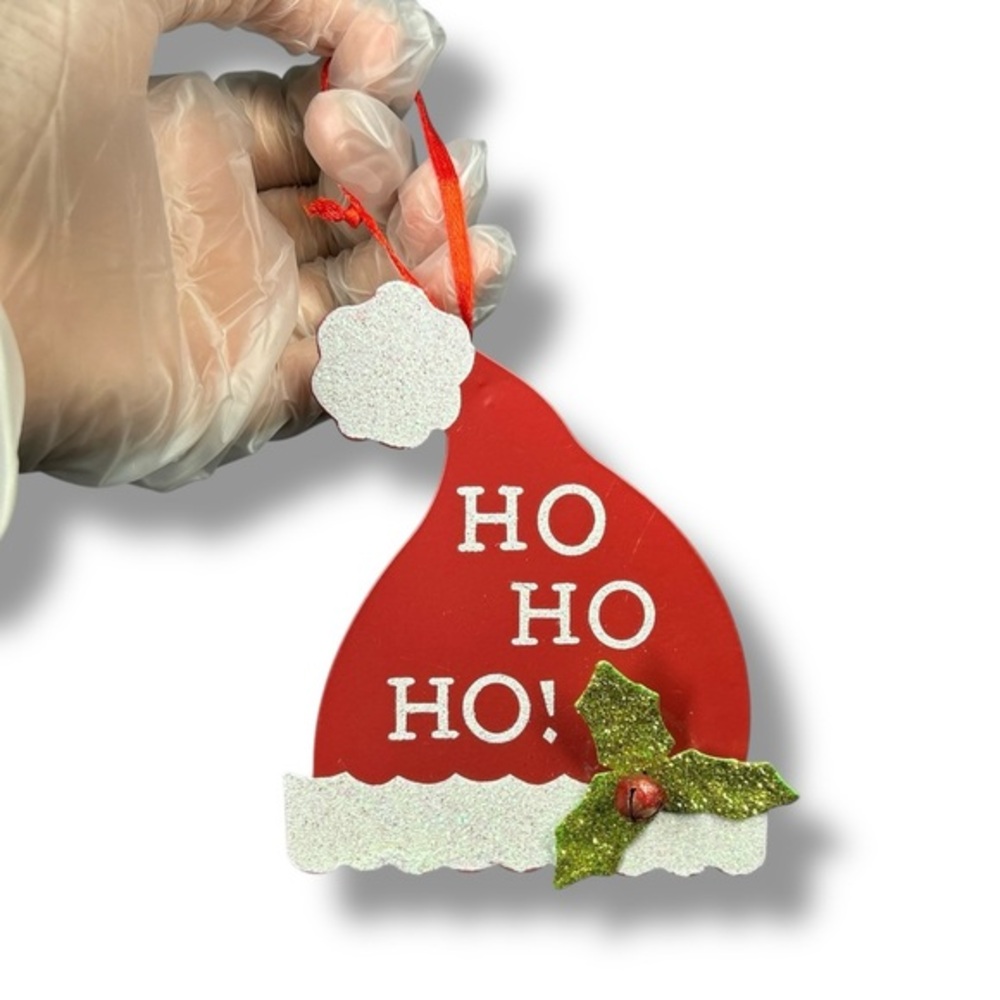 Metal Hat Santa Saying Glittery Christmas Ornament - “Reetta”